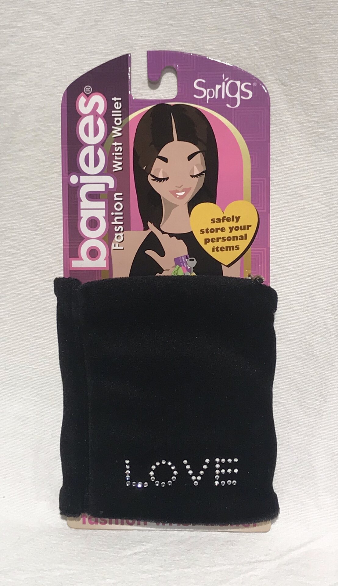 Banjees Rannelompakko Strassitekstillä Musta LOVE