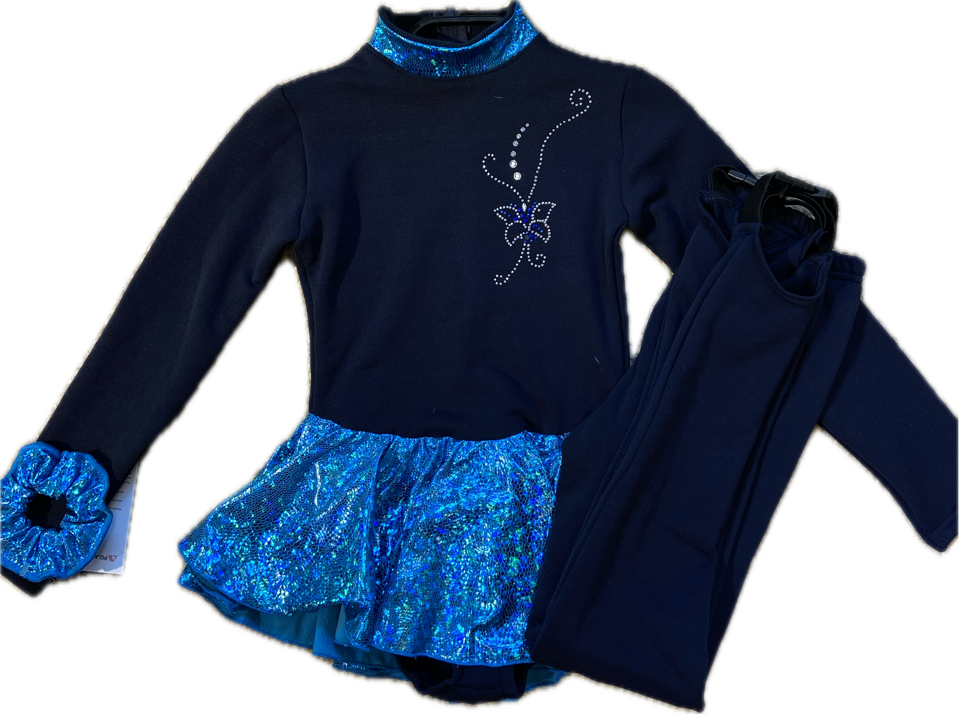 KMC Polartec dress and pants Musta/Turkoosi, Strassikuvio
